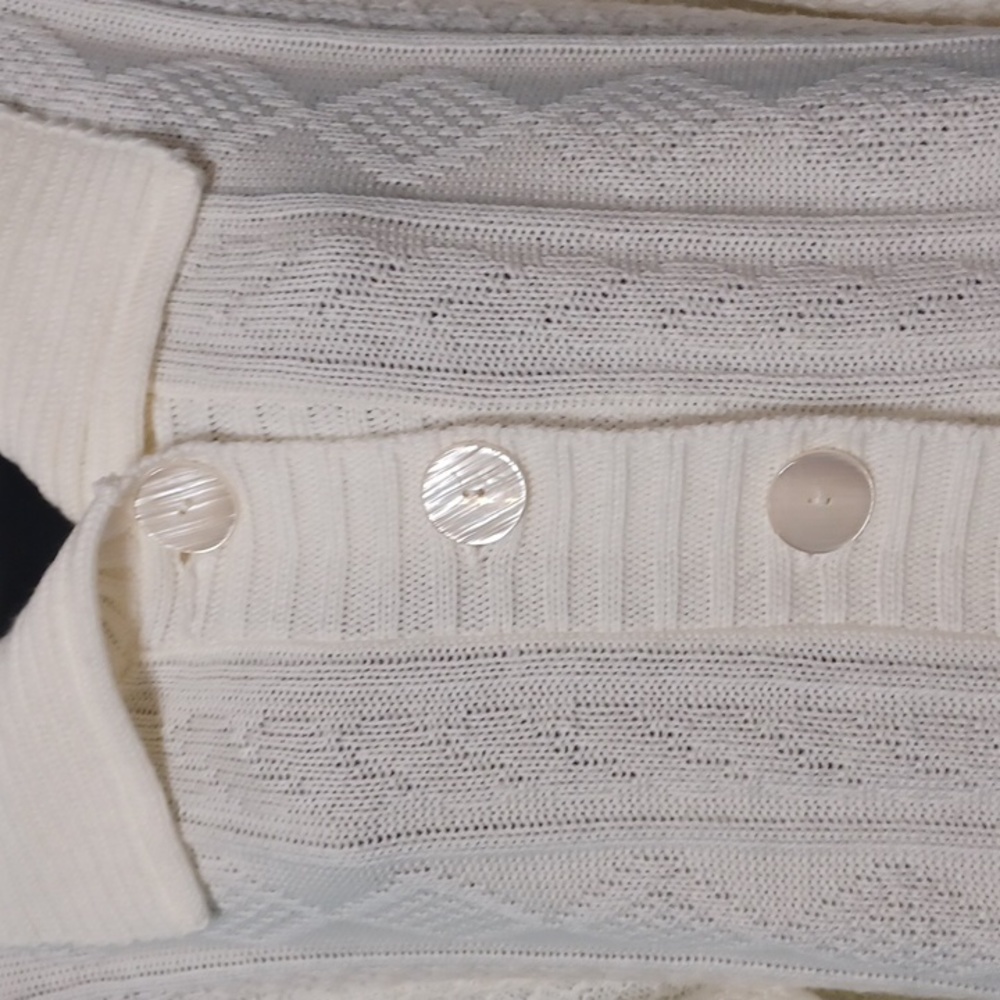 Basic Editions Off White Button Front Sweater. Si… - image 4